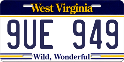 WV license plate 9UE949