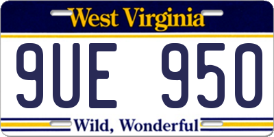 WV license plate 9UE950