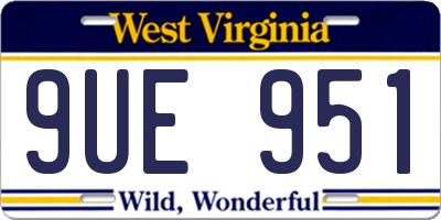 WV license plate 9UE951