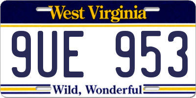 WV license plate 9UE953