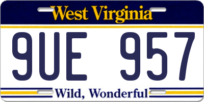 WV license plate 9UE957