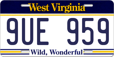 WV license plate 9UE959