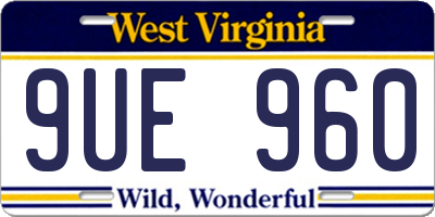 WV license plate 9UE960