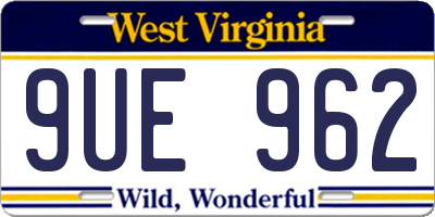WV license plate 9UE962