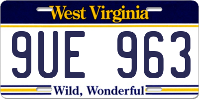 WV license plate 9UE963