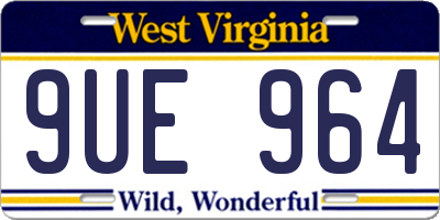 WV license plate 9UE964