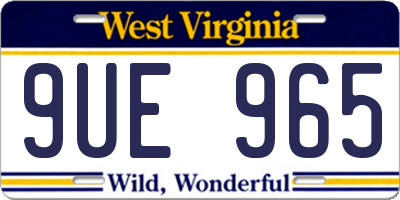 WV license plate 9UE965