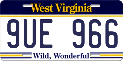 WV license plate 9UE966