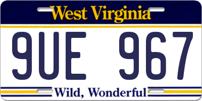 WV license plate 9UE967