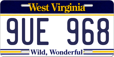 WV license plate 9UE968