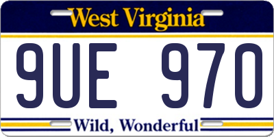 WV license plate 9UE970