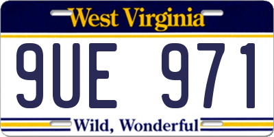 WV license plate 9UE971