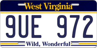 WV license plate 9UE972