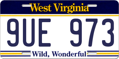 WV license plate 9UE973