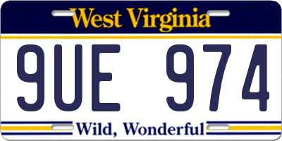 WV license plate 9UE974