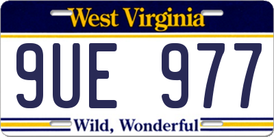 WV license plate 9UE977