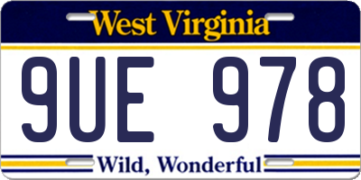 WV license plate 9UE978