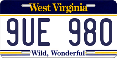 WV license plate 9UE980