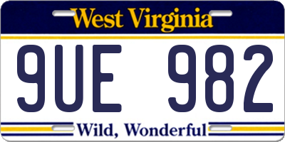 WV license plate 9UE982