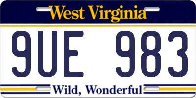 WV license plate 9UE983