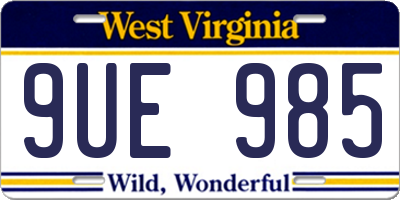 WV license plate 9UE985