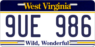 WV license plate 9UE986