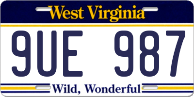 WV license plate 9UE987
