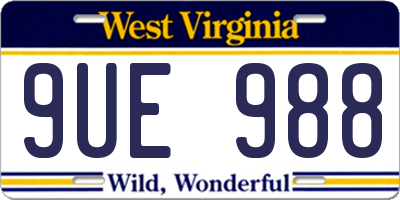 WV license plate 9UE988