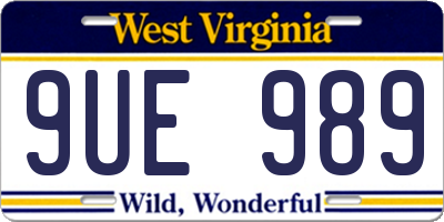 WV license plate 9UE989
