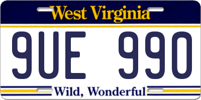 WV license plate 9UE990