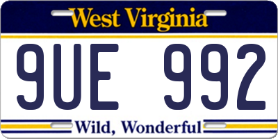 WV license plate 9UE992