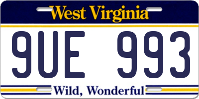 WV license plate 9UE993