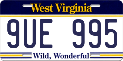 WV license plate 9UE995