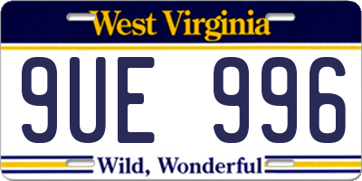 WV license plate 9UE996