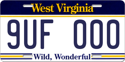 WV license plate 9UF000