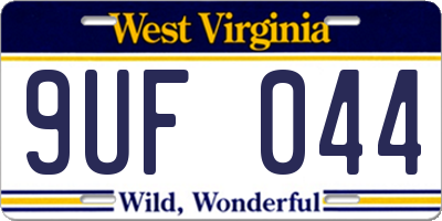 WV license plate 9UF044