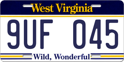WV license plate 9UF045