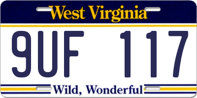 WV license plate 9UF117
