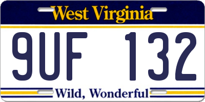 WV license plate 9UF132
