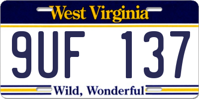 WV license plate 9UF137