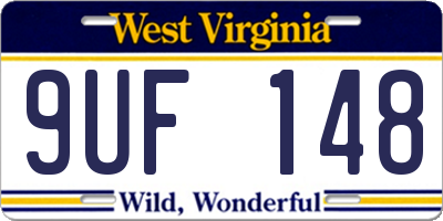 WV license plate 9UF148