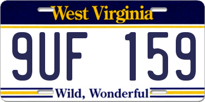 WV license plate 9UF159