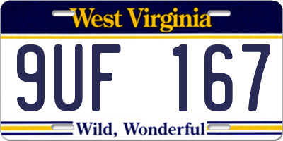 WV license plate 9UF167