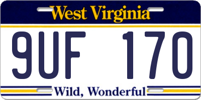 WV license plate 9UF170