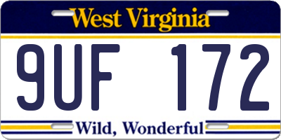 WV license plate 9UF172