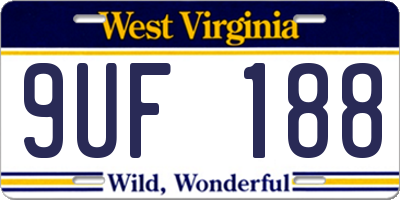 WV license plate 9UF188
