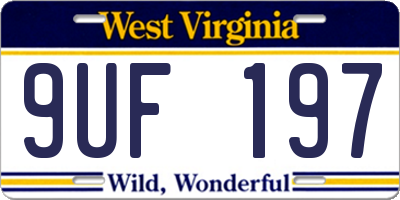 WV license plate 9UF197