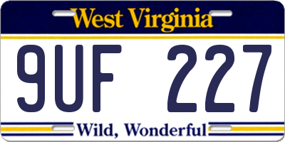 WV license plate 9UF227