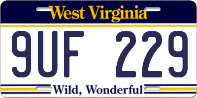 WV license plate 9UF229