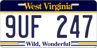 WV license plate 9UF247